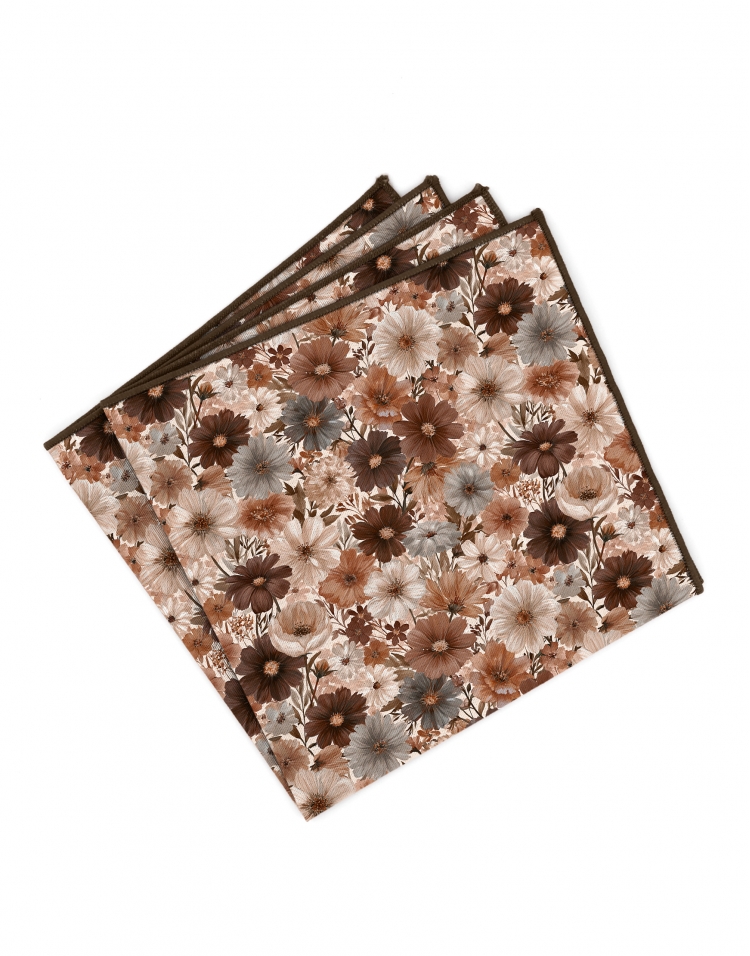 MORI - POCHETTE FLEURIE - BEIGE & BRUN