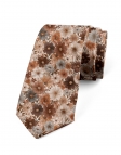 MORI - CRAVATE FLEURIE - BEIGE & BRUN