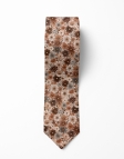 MORI - CRAVATE FLEURIE - BEIGE & BRUN