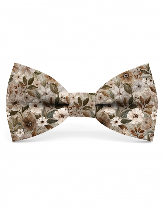NEMURO - NOEUD PAPILLON FLEURI - CLASSIC - BEIGE, BRUN & KAKI