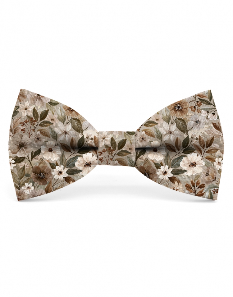 NEMURO - NOEUD PAPILLON FLEURI - CLASSIC - BEIGE, BRUN & KAKI