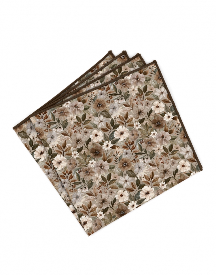 NEMURO - POCHETTE FLEURIE - BEIGE, BRUN & KAKI