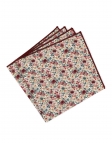ENIWA - FLORAL POCKET SQUARE - BURGUNDY, PINK & TEAL
