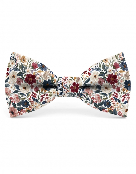 TOYONI - FLORAL BOW TIE - CLASSIC - BURGUNDY, PINK, BLUE & BEIGE
