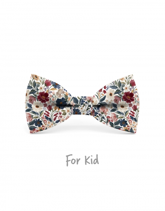 TOYONI - KID or TEEN BOW TIE - BURGUNDY, PINK, BLUE & BEIGE