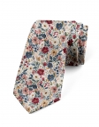 TOYONI - CRAVATE FLEURIE - BORDEAUX, ROSE, BLEU & BEIGE