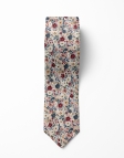 TOYONI - CRAVATE FLEURIE - BORDEAUX, ROSE, BLEU & BEIGE