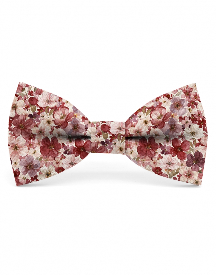 OBANA - FLORAL BOW TIE - CLASSIC - BURGUNDY & PINK