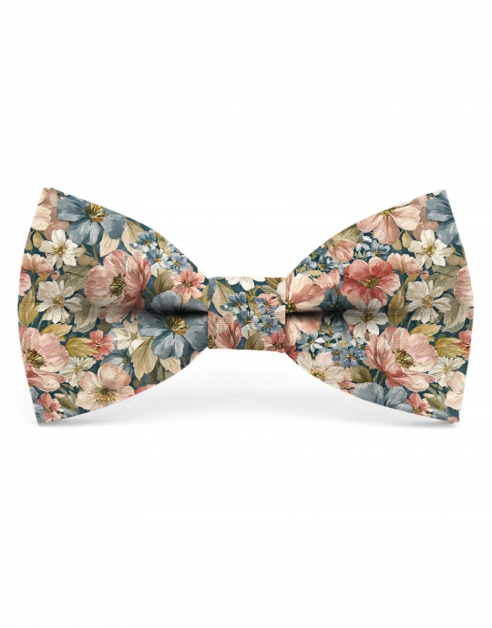 TESHIO - FLORAL BOW TIE - CLASSIC - PINK, BLUE & KHAKI