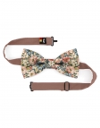 TESHIO - NOEUD PAPILLON FLEURI - CLASSIC - ROSE, BLEU & KAKI