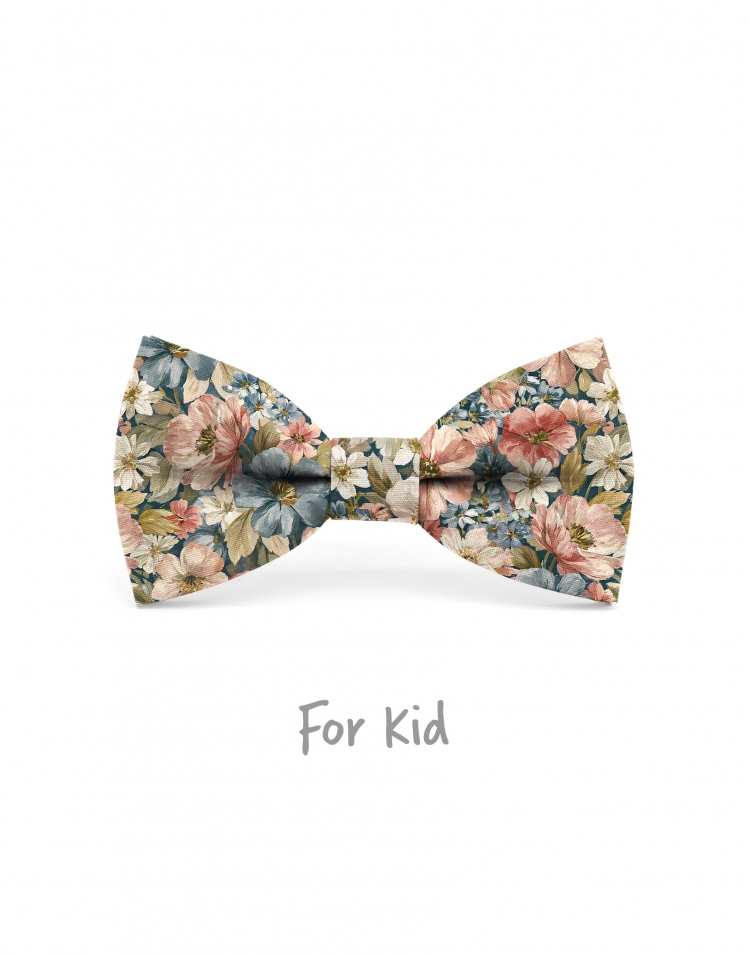 TESHIO - KID or TEEN BOW TIE - PINK, BLUE & KHAKI