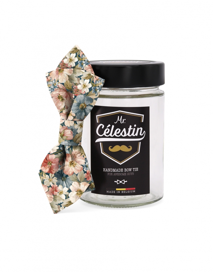 TESHIO - FLORAL BOW TIE - DIAMOND - PINK, BLUE & KHAKI