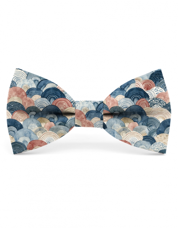 HIDAKA - NOEUD PAPILLON - CLASSIC - ROSE, BLEU & BEIGE