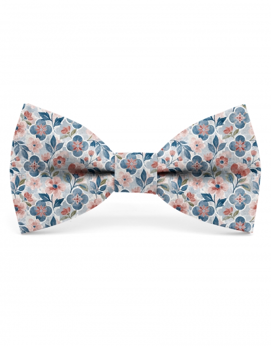 MUTSU - FLORAL BOW TIE - CLASSIC - BLUE & PINK