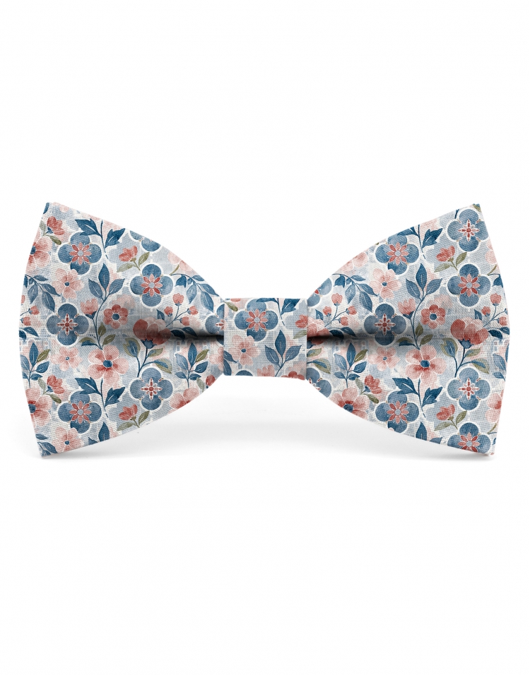 MUTSU - FLORAL BOW TIE - CLASSIC - BLUE & PINK