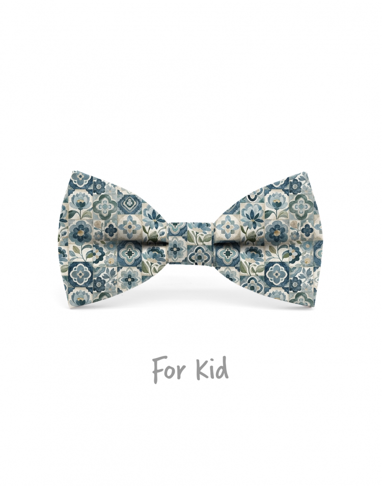 SUKAI - NOEUD PAPILLON ENFANT ou ADO - TURQUOISE, SARCELLE & BEIGE