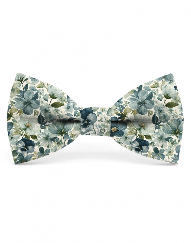 OMA - FLORAL BOW TIE - CLASSIC - TURQUOISE & TEAL