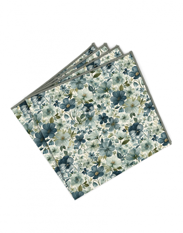 OMA - POCHETTE FLEURIE - TURQUOISE & SARCELLE