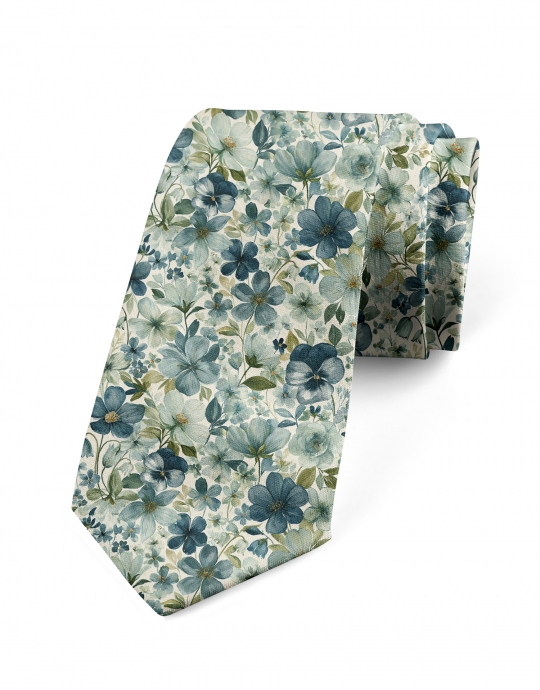 OMA - CRAVATE FLEURIE - TURQUOISE & SARCELLE