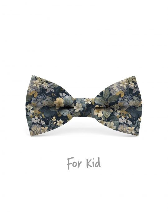 IWABE - NOEUD PAPILLON ENFANT ou ADO - BLEU MARINE, BEIGE & LILA