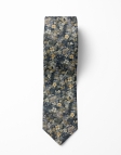 IWABE - CRAVATE FLEURIE - BLEU MARINE, BEIGE & LILA
