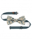 OSORE - FLORAL BOW TIE - CLASSIC - PETROL GREEN & HONEY BEIGE