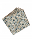 OSORE - FLORAL POCKET SQUARE - PETROL GREEN & HONEY BEIGE