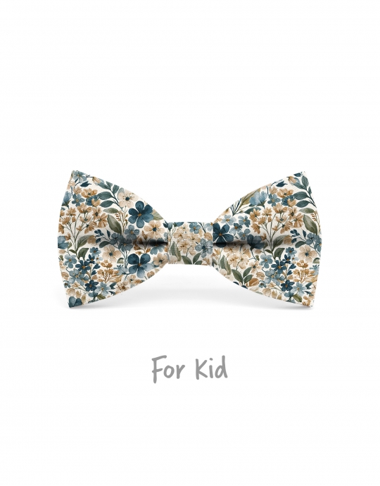 OSORE - KID or TEEN BOW TIE - PETROL GREEN & HONEY BEIGE