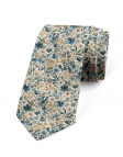 OSORE - CRAVATE FLEURIE - VERT PETROLE & BEIGE MIEL