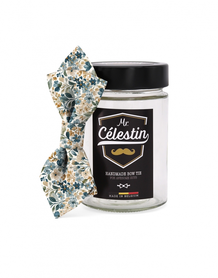 OSORE - FLORAL BOW TIE - DIAMOND - PETROL GREEN & HONEY BEIGE