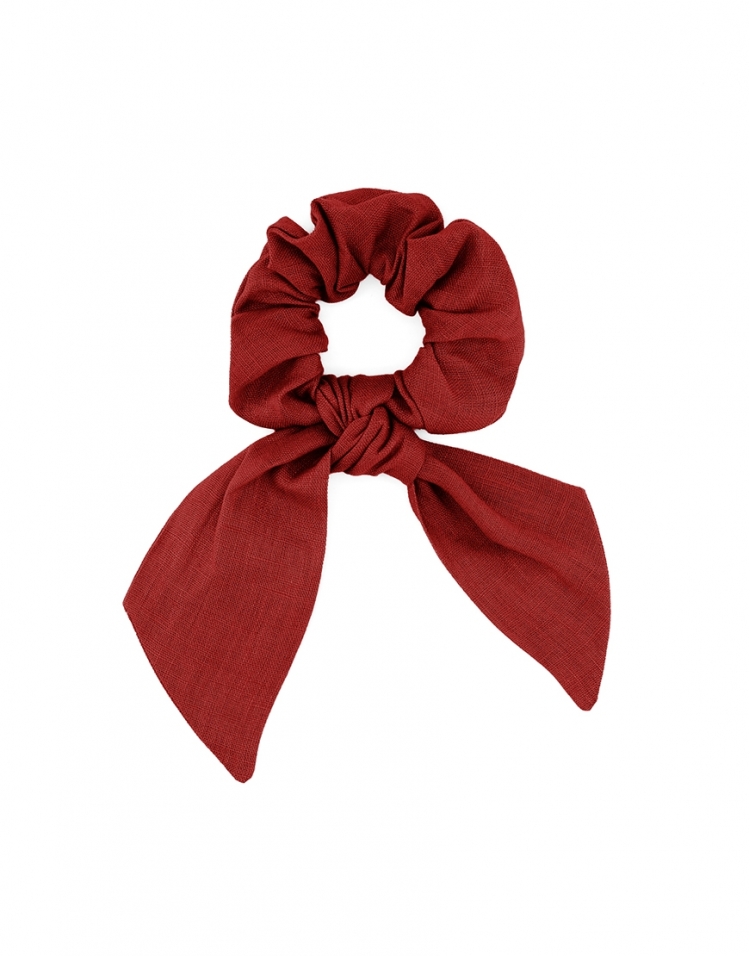 WILD - SCRUNCHIE MET SJAAL - baksteen rood - LINNEN