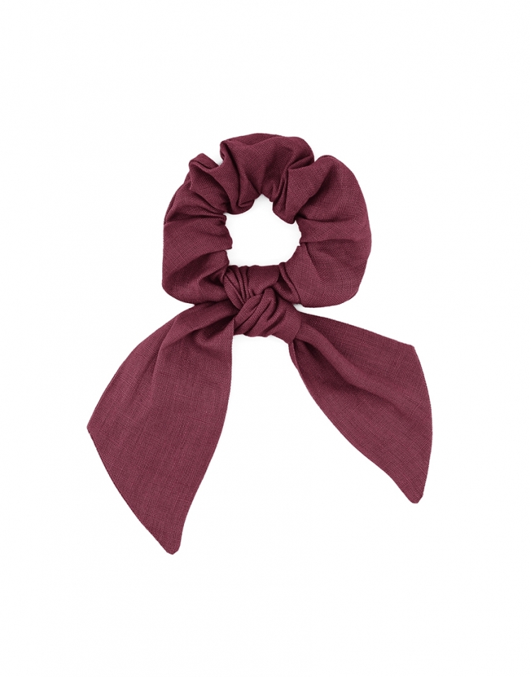 PETAL - SCRUNCHIE MET SJAAL - ROZE FRAMBOOISE - LINNEN