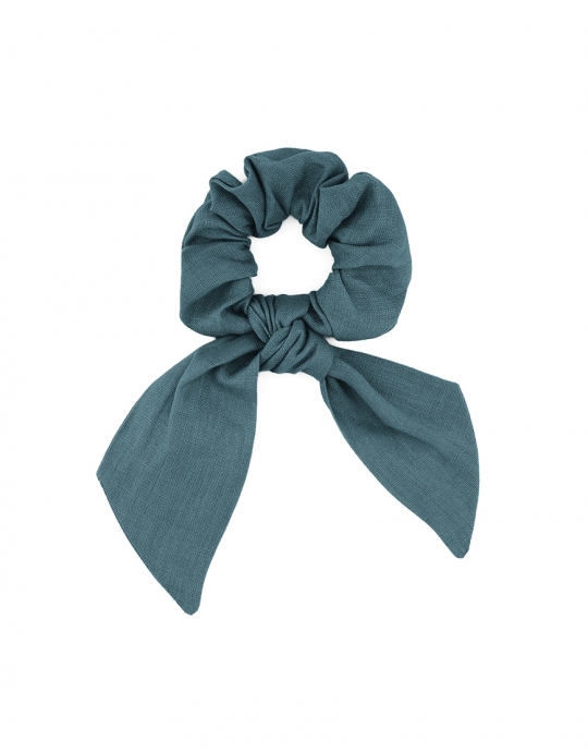 RIVER - SCARF SCRUNCHIE - GREEN TURQUOISE - LINEN