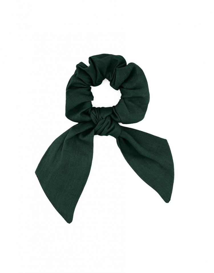 PASTURE - SCRUNCHIE MET SJAAL - GROEN FOUGERE - LINNEN